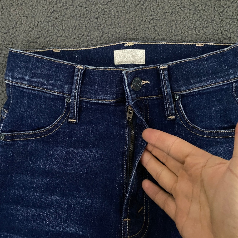 Mother Hustler Roller Sneak Jeans size 24 Blue Stretch Denim Wide Leg Flare - Picture 2 of 12